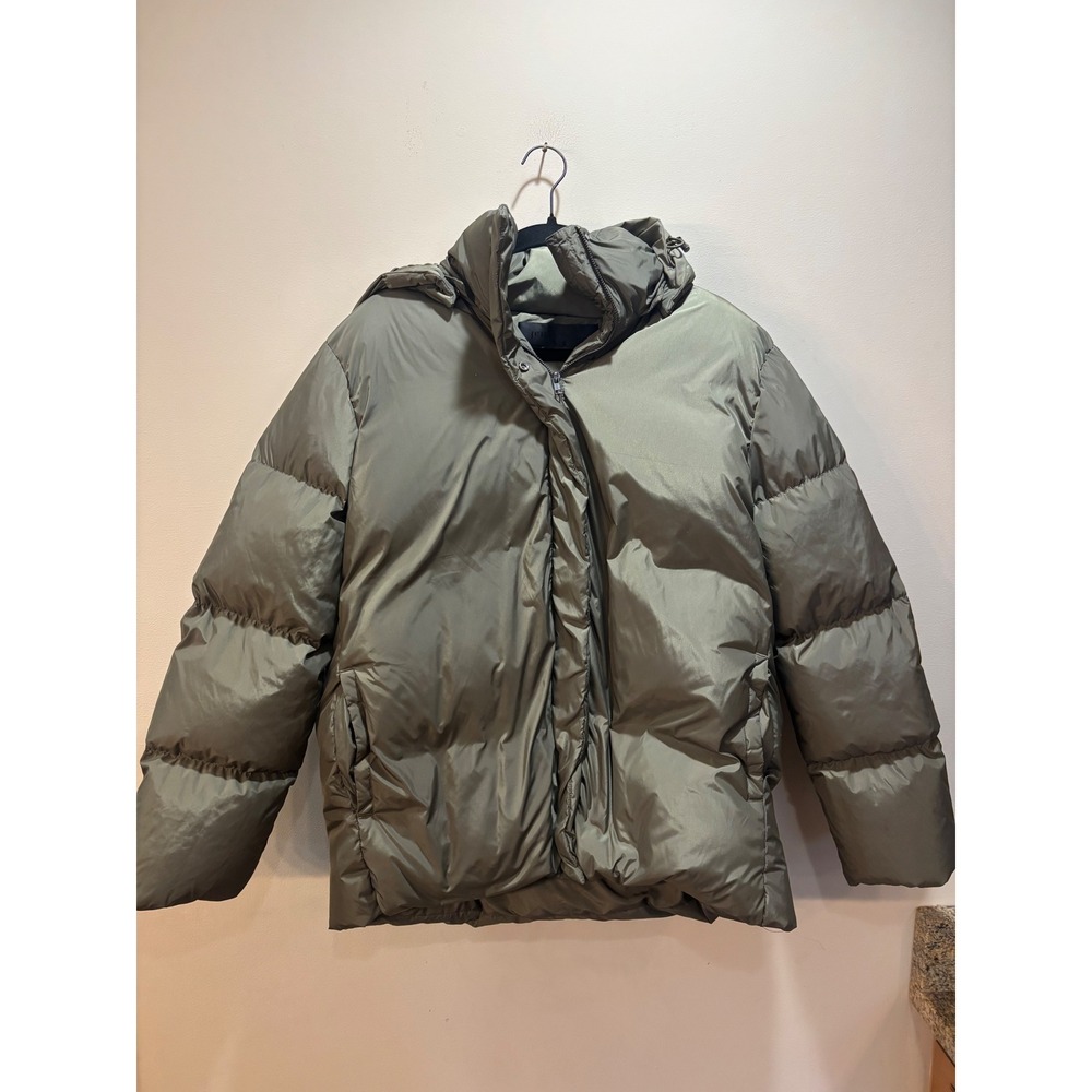Jenni Kayne Olive Green Hooded Down Puffer Jacket Coat 481-2310-D20 Womens M